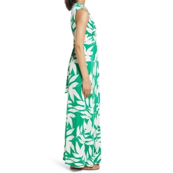 Eliza J Twist Front Leaf Pattern Sleeveless Maxi Dress - Picture 3 of 10